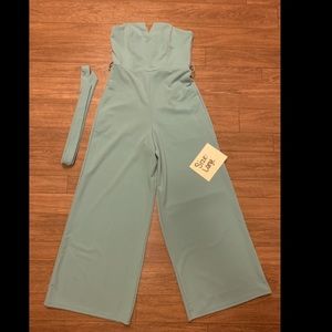 Strapless Sage Jumpsuit